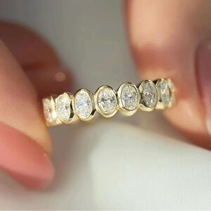 Oval Cut Swarovski Crystal Eternity Wedding Band